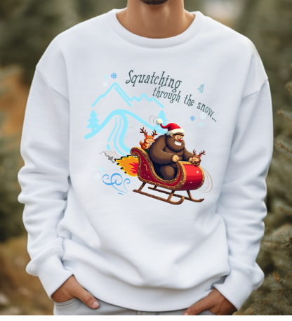 Squatching Through The Snow - Funny Sasquatch Bigfoot Christmas Sweatshirt - Unisex Heavy Blend™ Crewneck Sweatshirt