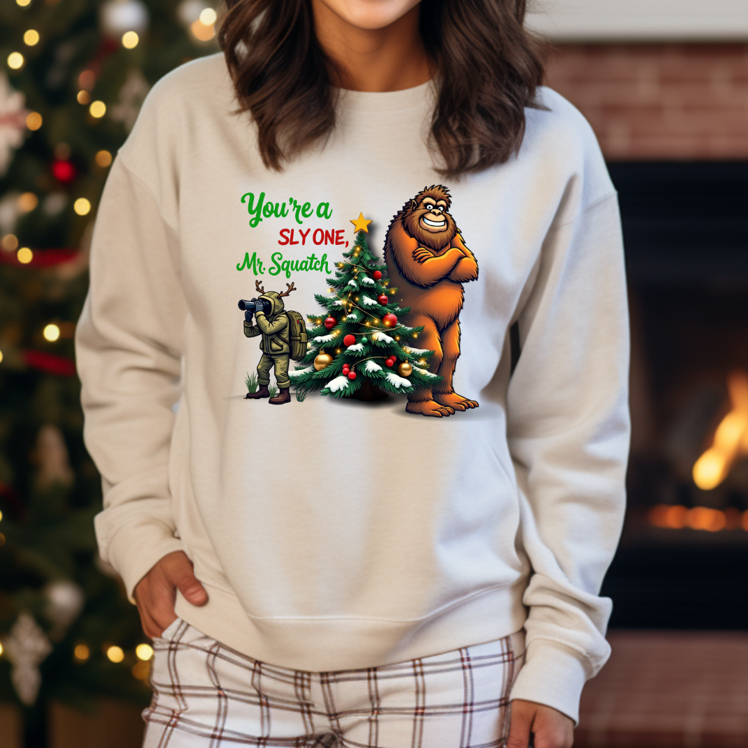 You're A Sly One Mr. Squatch - Funny Bigfoot Christmas Sweatshirt - Unisex Heavy Blend™ Crewneck Sweatshirt