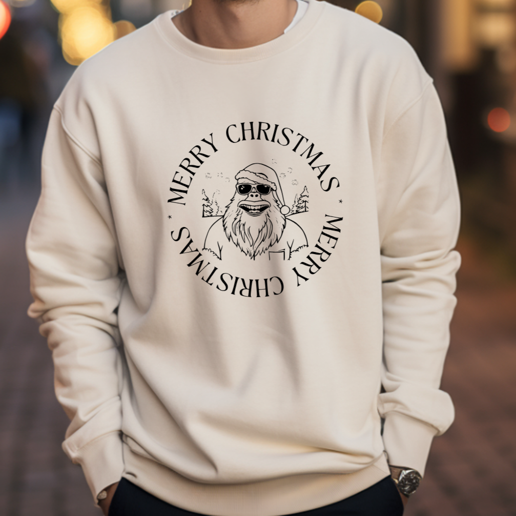 Merry Christmas - Funny Bigfoot  Sasquatch Christmas Sweatshirt - Unisex Heavy Blend™ Crewneck Sweatshirt