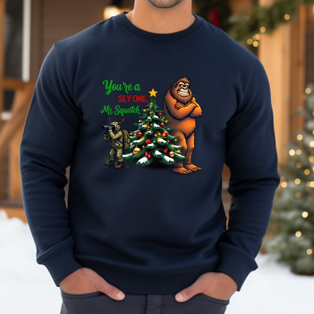 You're A Sly One Mr. Squatch - Funny Bigfoot Christmas Sweatshirt - Unisex Heavy Blend™ Crewneck Sweatshirt