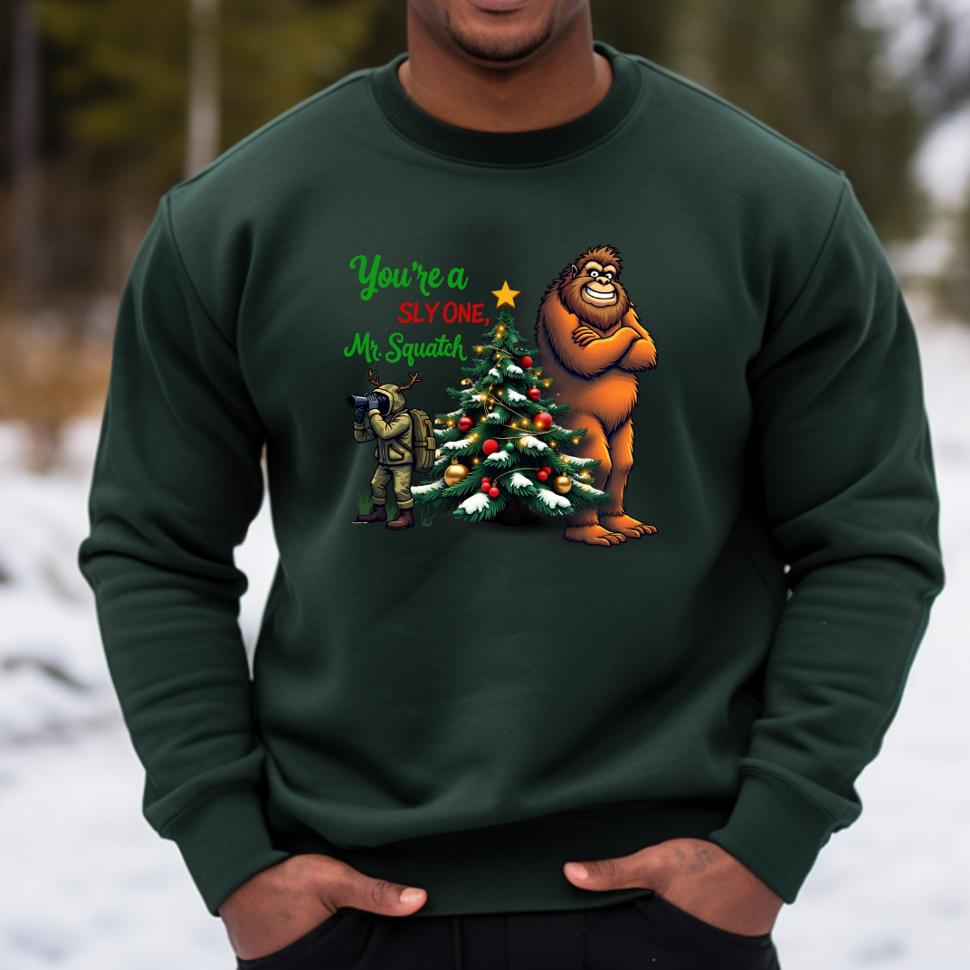 You're A Sly One Mr. Squatch - Funny Bigfoot Christmas Sweatshirt - Unisex Heavy Blend™ Crewneck Sweatshirt