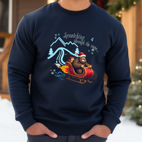 Squatching Through The Snow - Funny Sasquatch Bigfoot Christmas Sweatshirt - Unisex Heavy Blend™ Crewneck Sweatshirt