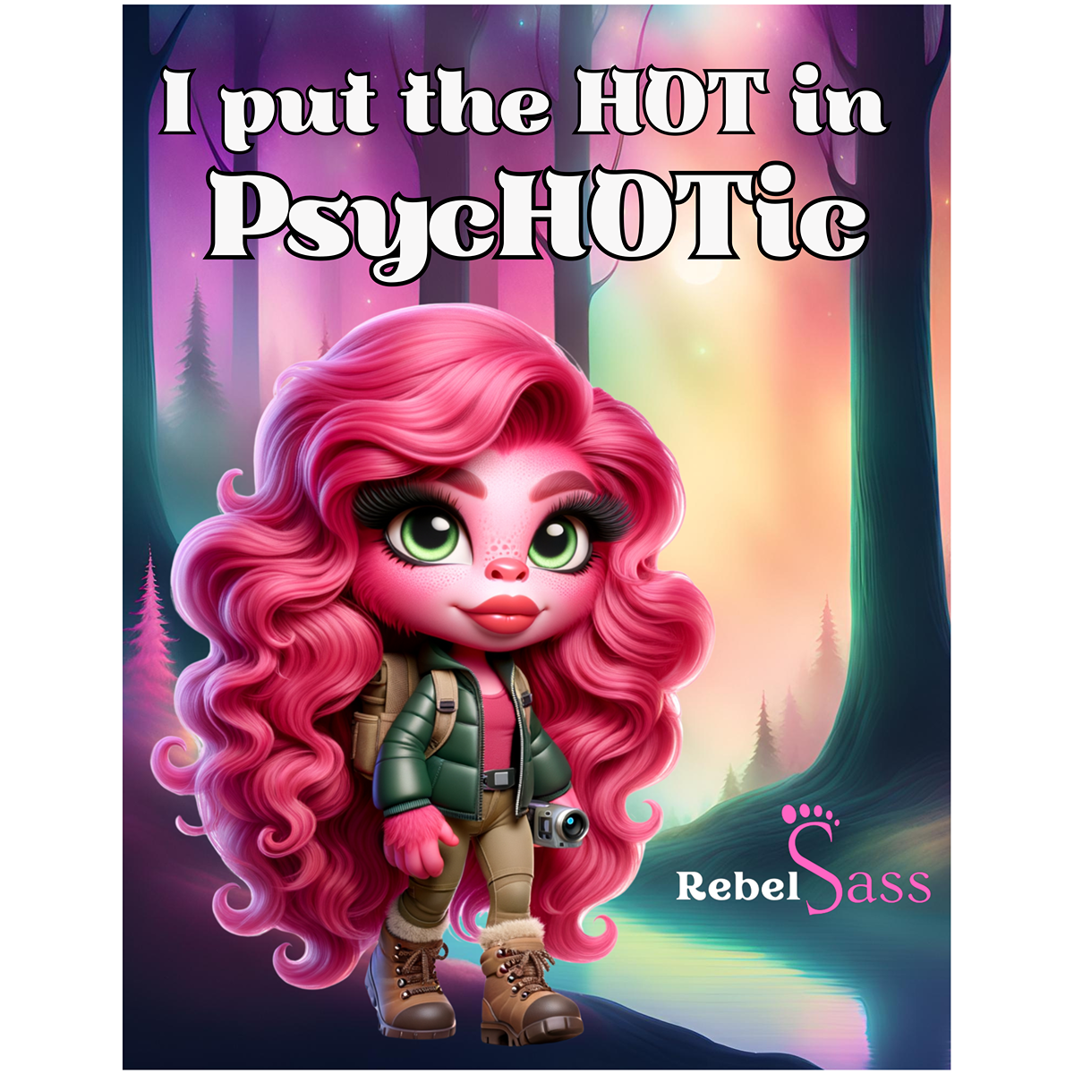 I put the HOT in PsycHOTic -Design -  Unisex Jersey Short Sleeve V-Neck Tee