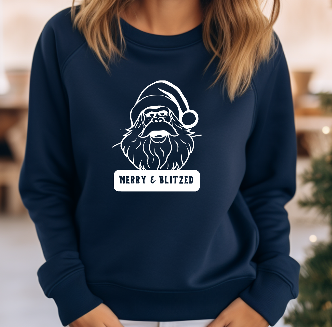 Merry and Blitzed - Funny Bigfoot Sasquatch Christmas Sweatshirt - Unisex Heavy Blend™ Crewneck Sweatshirt