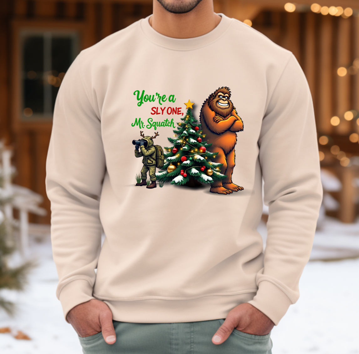 You're A Sly One Mr. Squatch - Funny Bigfoot Christmas Sweatshirt - Unisex Heavy Blend™ Crewneck Sweatshirt