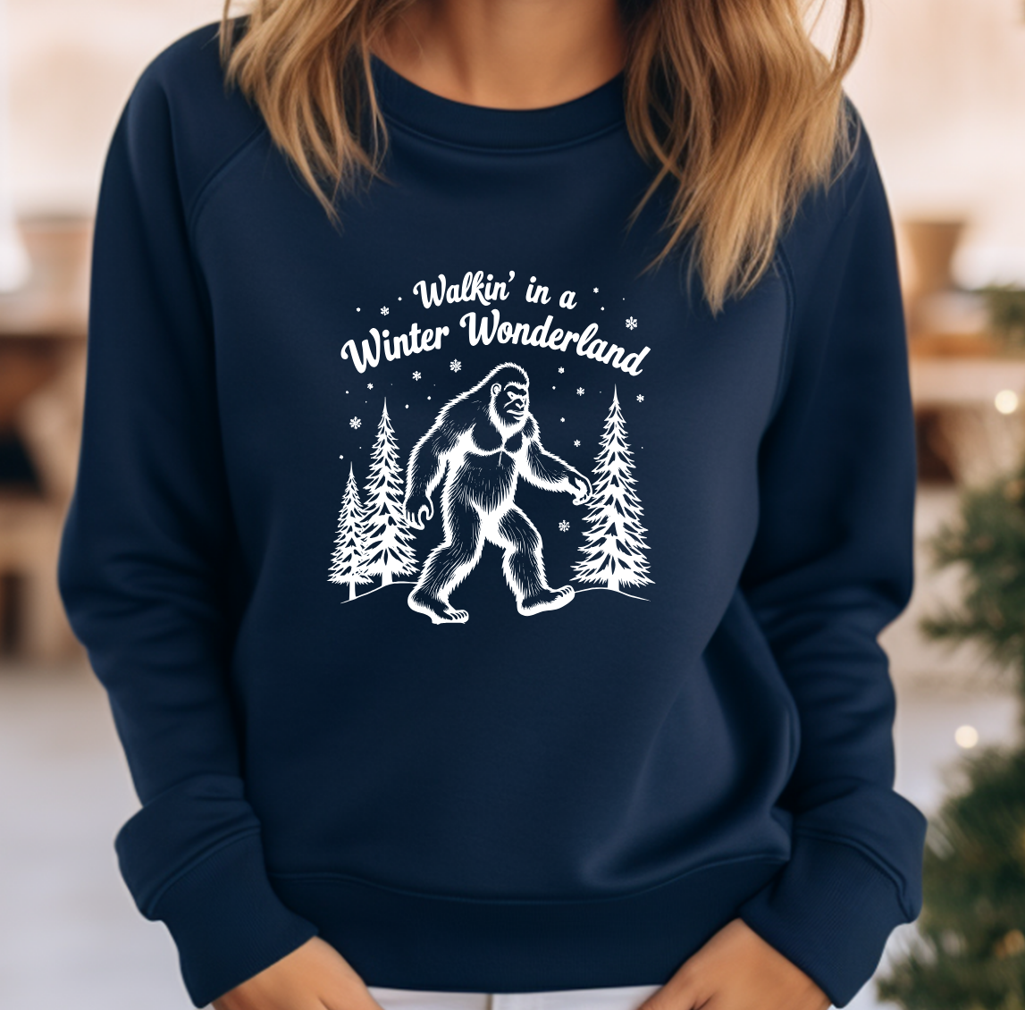 Walking In a Winter Wonderland - Funny Bigfoot  Sasquatch Christmas Sweatshirt - Unisex Heavy Blend™ Crewneck Sweatshirt